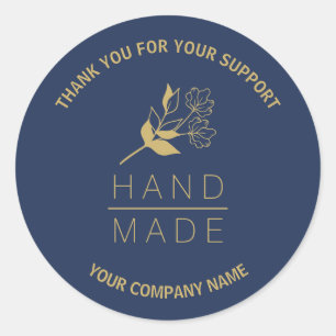 Indigo Botanical Simple Minimalist Handmade  Classic Round Sticker