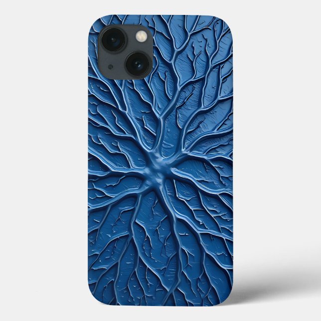 Indigo Branch Texture iPhone Case Protective Art (Back)