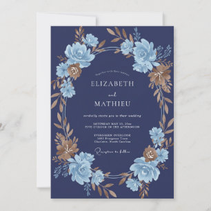Indigo Bronze Painted Wedding Invitation