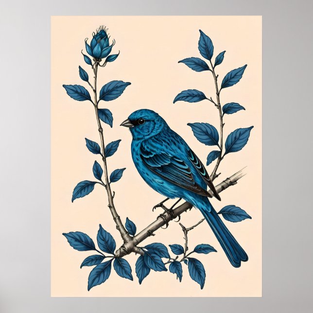 Indigo Bunting Bliss - A Song of Colours Poster (Front)