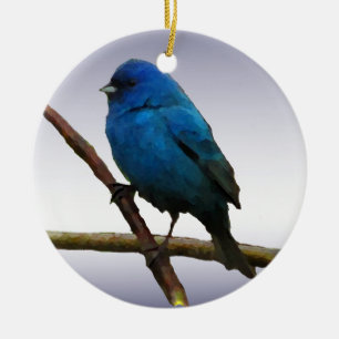 Indigo Bunting Ceramic Tree Decoration