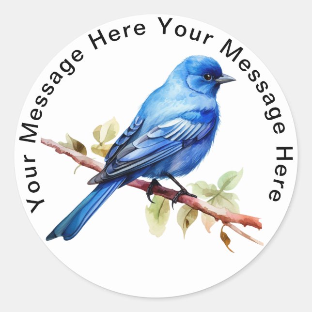 Indigo Bunting Classic Round Sticker (Front)