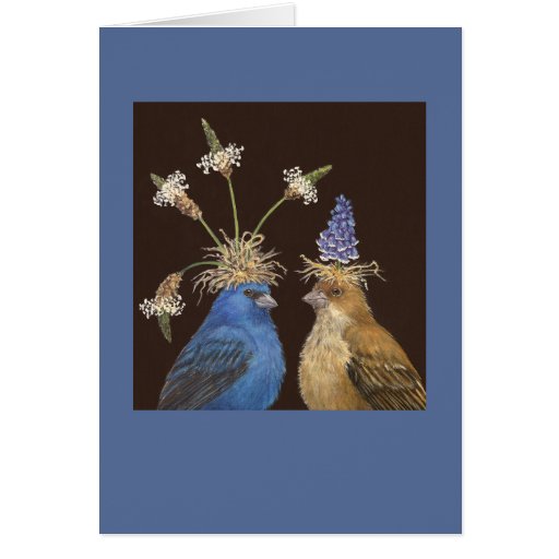 Image of Indigo bunting couple card