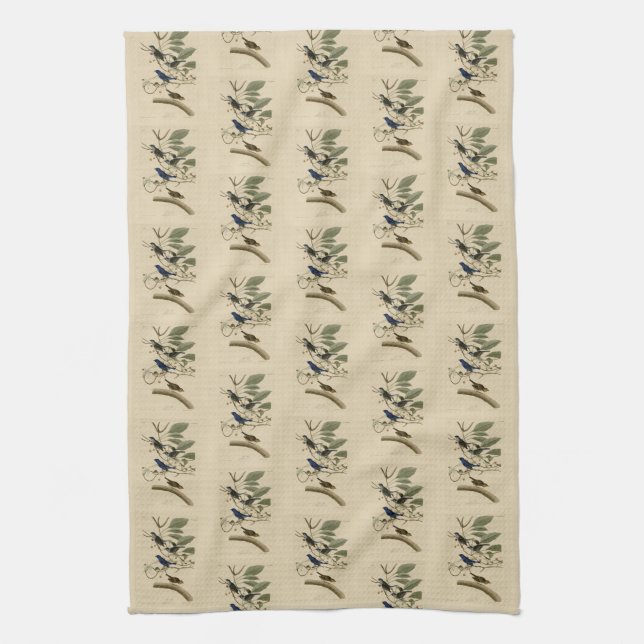 Indigo Bunting from Audubon's Birds of America Tea Towel (Vertical)