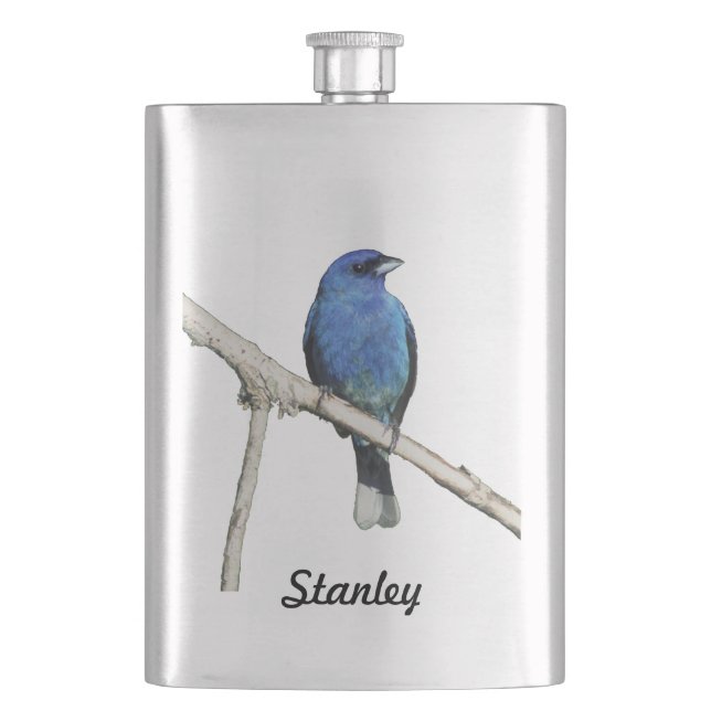 Indigo Bunting Hip Flask (Front)