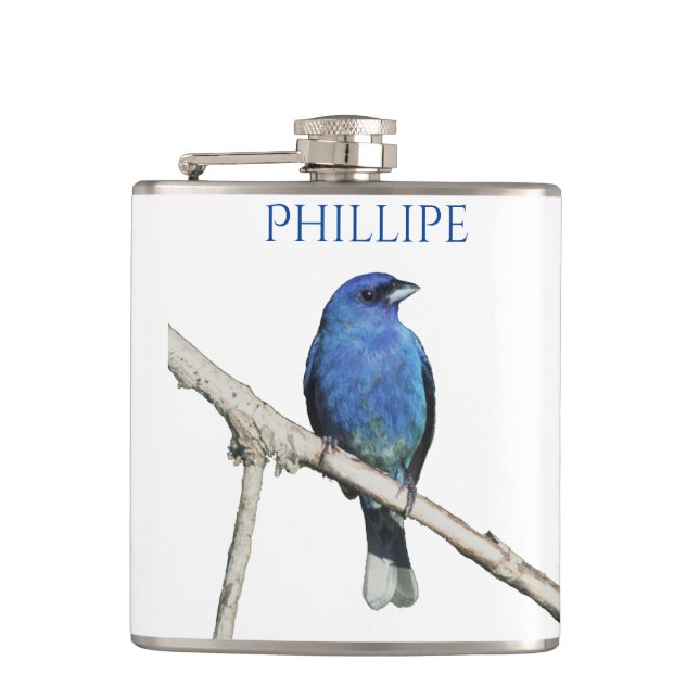 Indigo Bunting Hip Flask (Front)