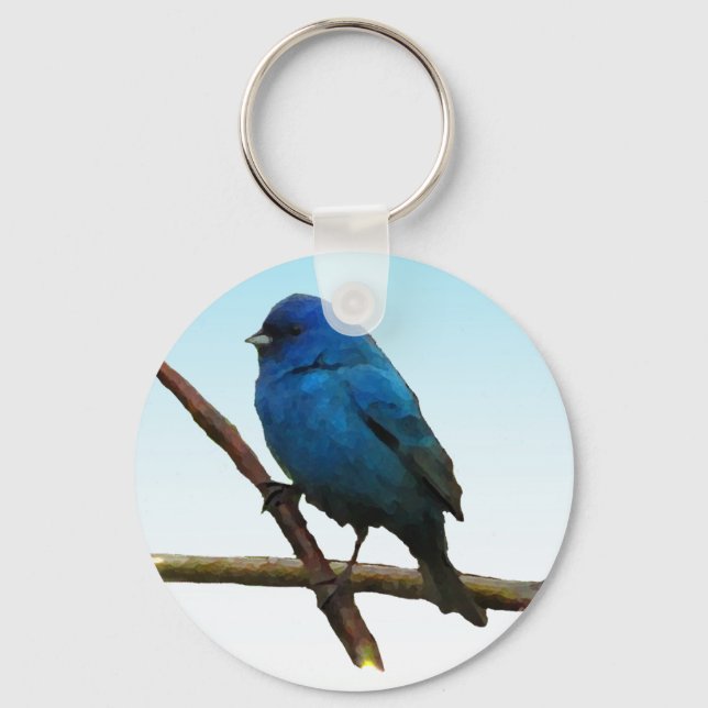 Indigo Bunting Key Ring (Front)