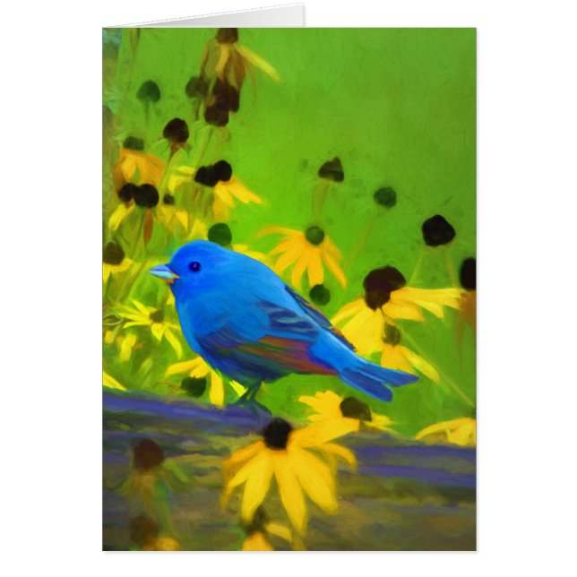 Indigo Bunting Painting - Original Bird Art (Front)