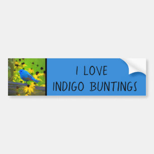 Indigo Bunting Painting - Original Bird Art Bumper Sticker