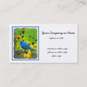 Indigo Bunting Painting - Original Bird Art Business Card