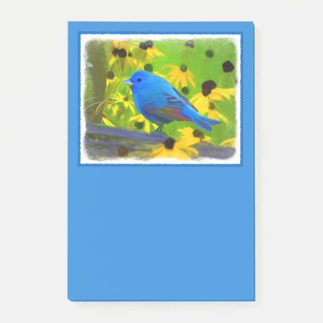 Indigo Bunting Painting - Original Bird Art Post-it Notes (Front)