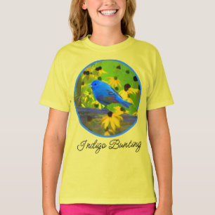Indigo Bunting Painting - Original Bird Art T-Shir T-Shirt