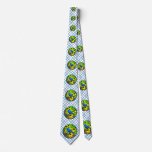 Indigo Bunting Painting - Original Bird Art Tie