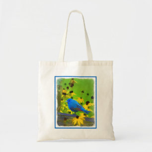 Indigo Bunting Painting - Original Bird Art Tote Bag