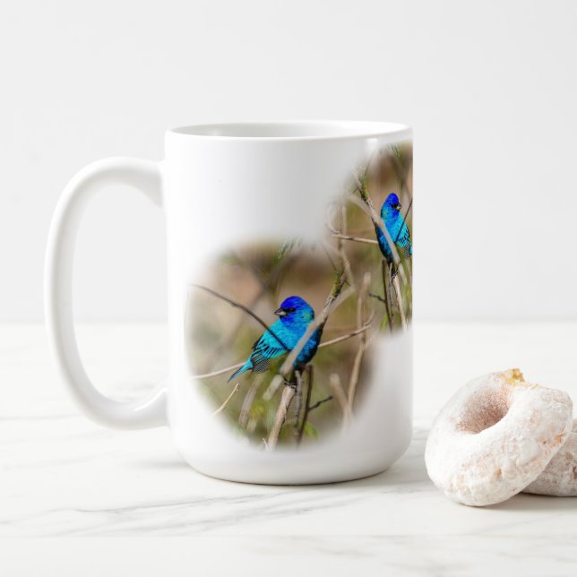 Indigo Bunting Songbird Classic Mug (With Donut)