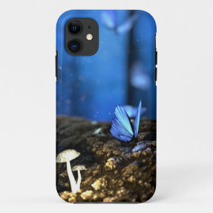 Indigo Butterfly and Mushroom Forest iPhone 11 Case