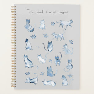 indigo cats watercolor pattern grey planners