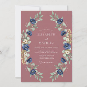 Indigo Clay Painted Wedding Invitation