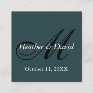 Indigo Colour Stylish Cute Monogram Wedding Enclosure Card