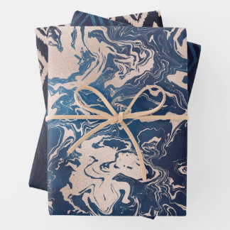 Indigo Cream Wrapping Paper Sheets 3 Designs