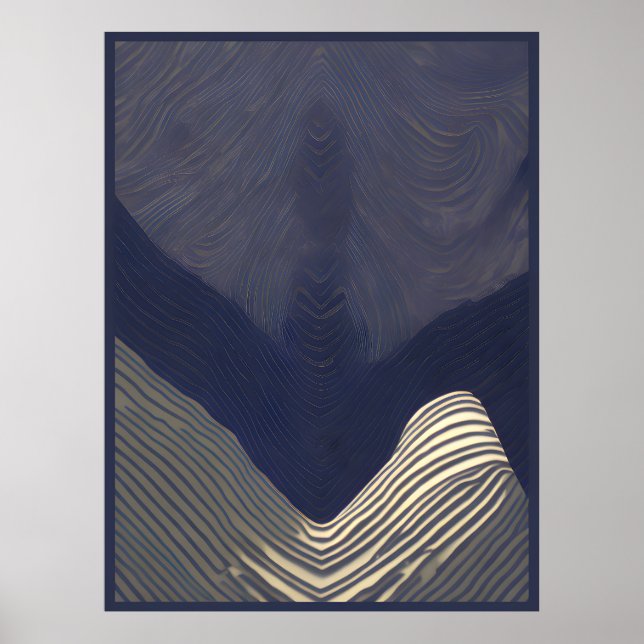 Indigo Currents: An Abstract Flow of Texture Poster (Front)