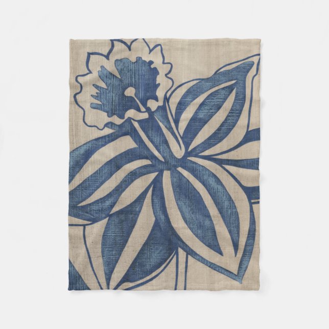 Indigo Daffodil Fleece Blanket (Front)
