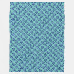 Indigo dark blue striped circle pattern on blue fleece blanket