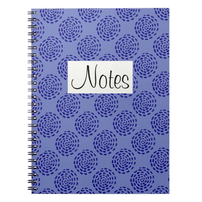 Indigo dark blue striped circle pattern on blue notebook (Front)