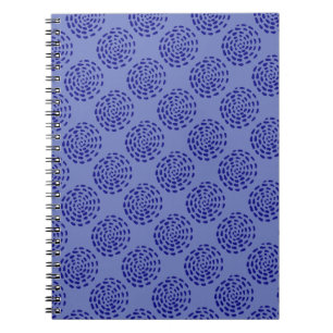 Indigo dark blue striped circle pattern on blue notebook