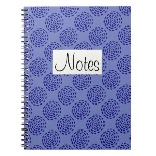Indigo dark blue striped circle pattern on blue notebook