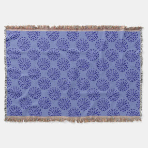 Indigo dark blue striped circle pattern on blue throw blanket
