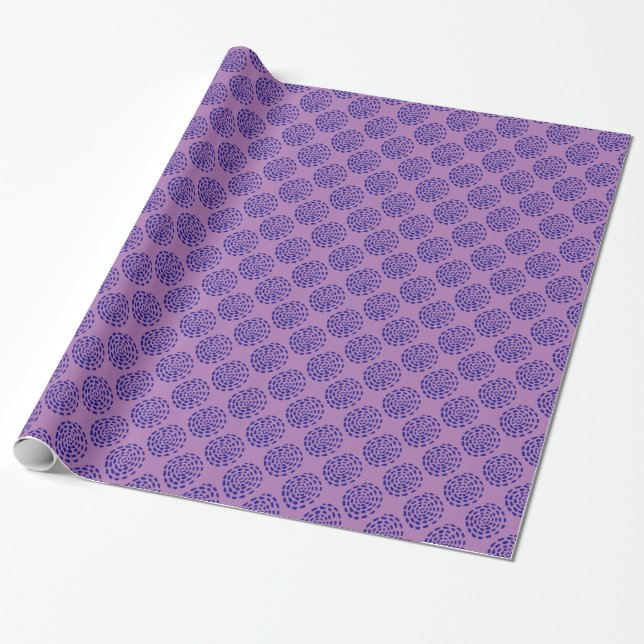 Indigo dark blue striped circle pattern on purple wrapping paper (Unrolled)