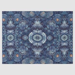 Indigo Denim Bloom Floral Decoupage Craft Wrapping Tissue Paper