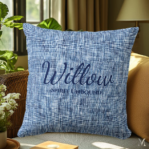 Indigo Denim Texture   Custom Rustic Home Decor Cushion