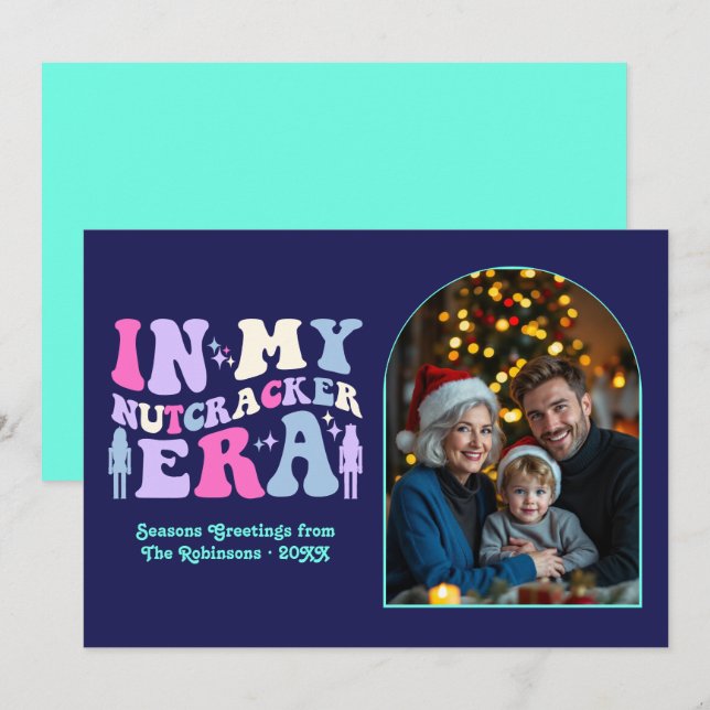 Indigo Disco In My Nutcracker Era Christmas Photo Holiday Card (Front/Back)