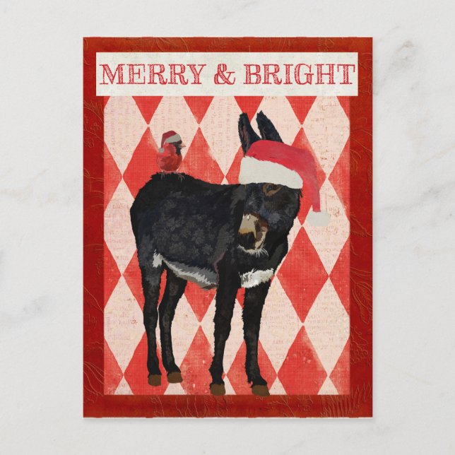 INDIGO DONKEY & CARDINAL CHRISTMAS Postcard (Front)