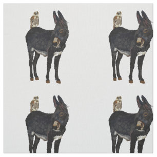 INDIGO DONKEY & OWL Fabric