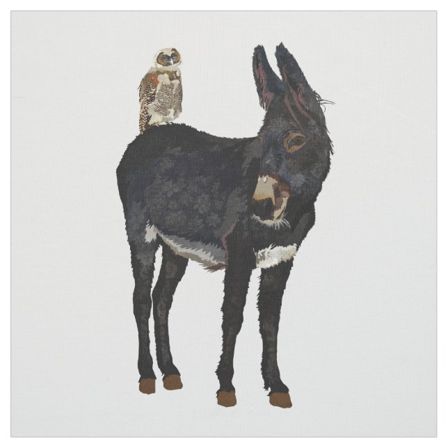 INDIGO DONKEY & OWL Fabric (Swatch)