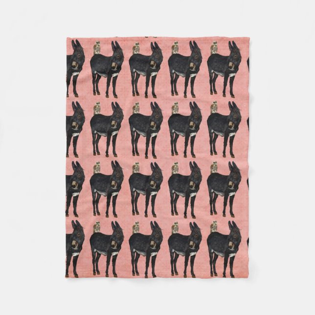 INDIGO DONKEY & OWL Fleece Blanket (Front)