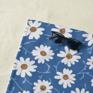 Indigo Dream Daisies Beach Towel