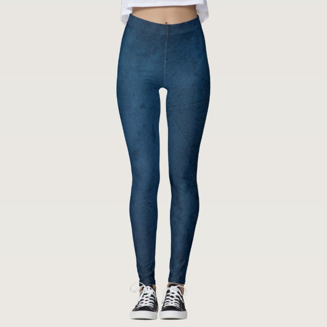 Indigo Dye Solid Plain Colour  Leggings (Front)
