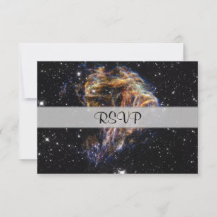 Indigo Edged Stellar Debris Cloud RSVP Card