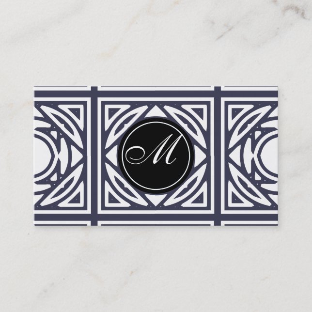 Indigo Elegant Framed Monogram Business Card (Front)