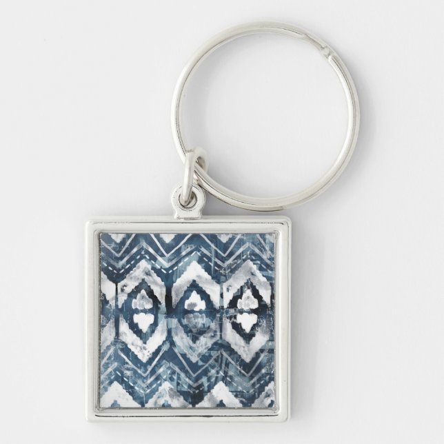 Indigo Extraction - Geometric Key Ring (Front)