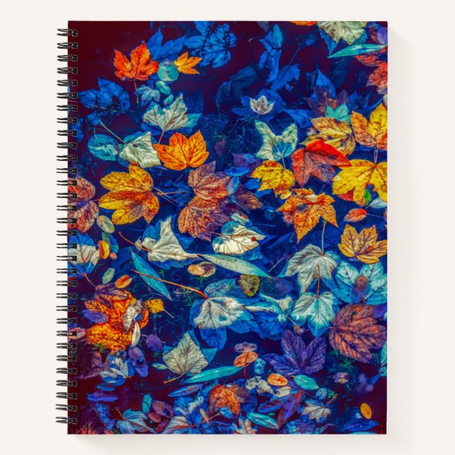 Indigo fall leaves swirl notebook (Front)