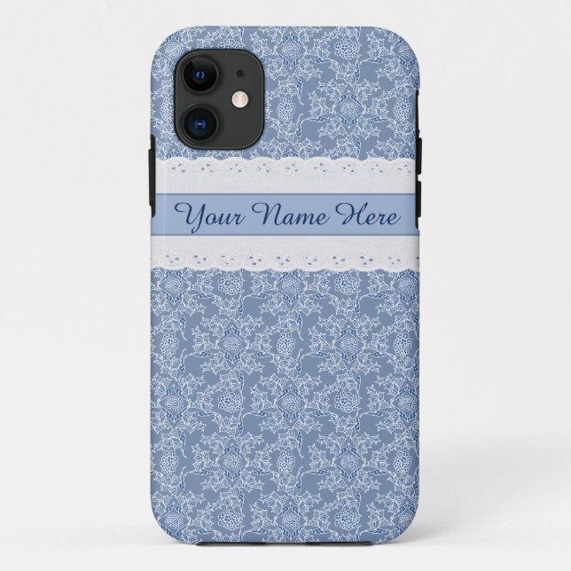 Indigo Floral Faux Lace iPhone 5/5s Case (Back)