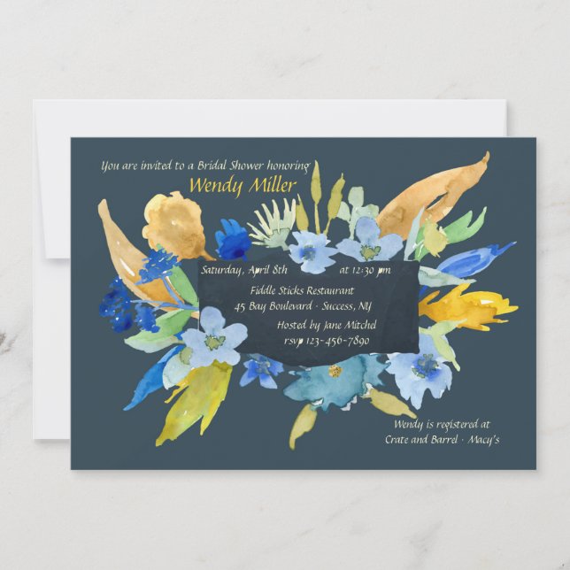 Indigo Floral Invitation (Front)