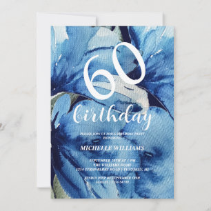 Indigo Floral Watercolor Art Calligraphy Invitation