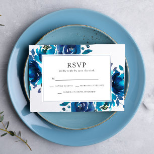 Indigo Floral Wedding RSVP
