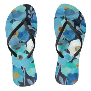 Indigo Flowers Flip Flops